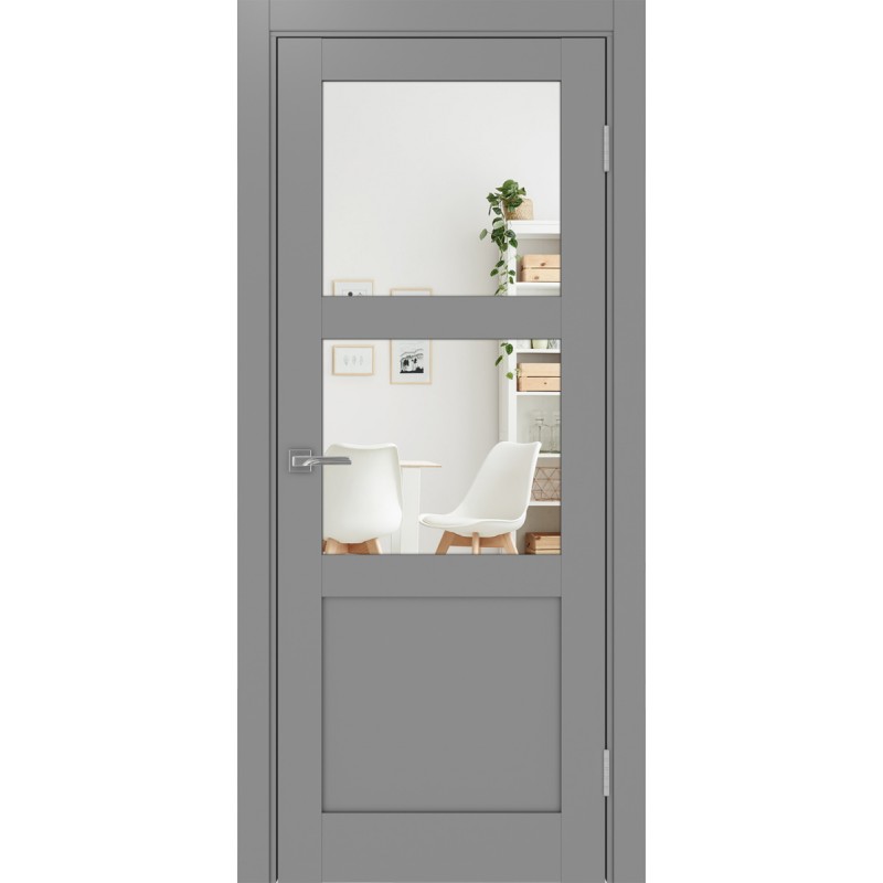 Межкомнатная дверь Турин 530.221, цвет серый, заполнение Зеркало/Зеркало, размер 200*80 см.