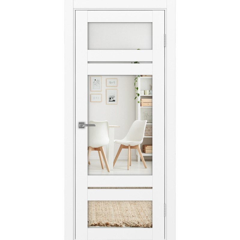 Межкомнатная дверь Турин 532.22222, цвет белый снежный, заполнение Зеркало/Зеркало, размер 200*80 см.