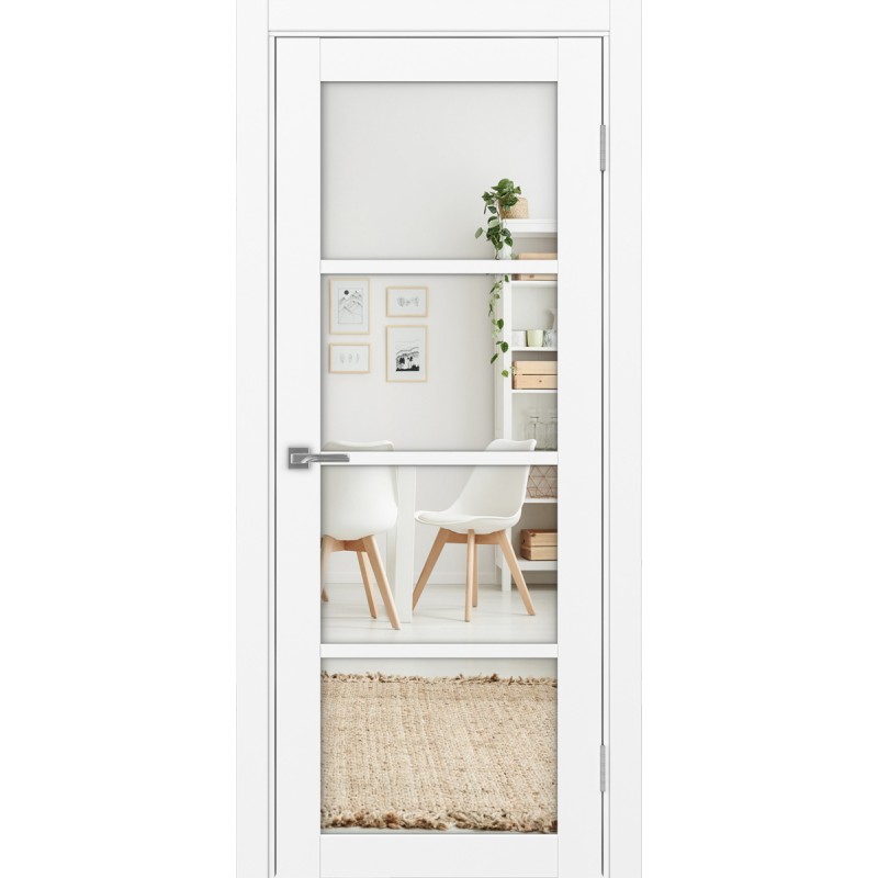 Межкомнатная дверь Турин 540.2222, цвет белый снежный, заполнение Зеркало/Зеркало, размер 200*80 см.