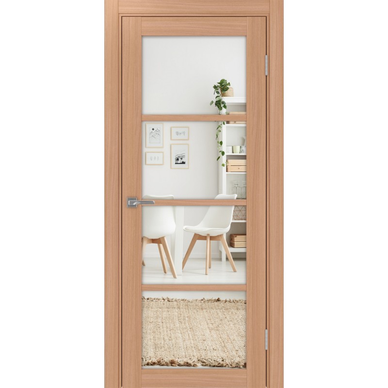 Межкомнатная дверь Турин 540.2222, цвет ясень тёмный, заполнение Зеркало/Зеркало, размер 200*80 см.