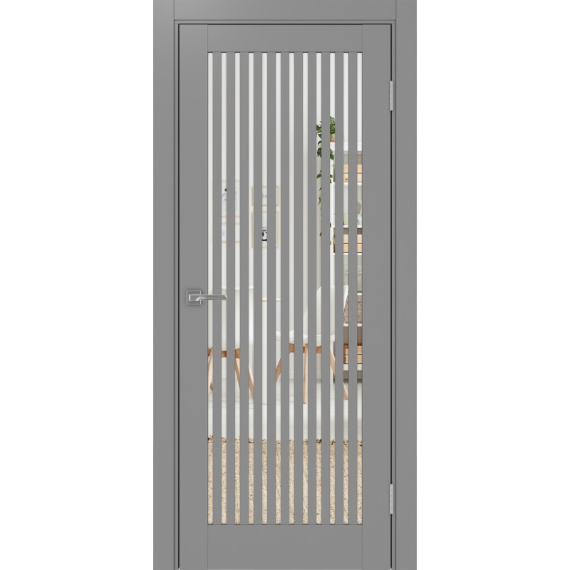 Межкомнатная дверь Турин 543.2, цвет серый, заполнение Зеркало, размер 200*80 см.