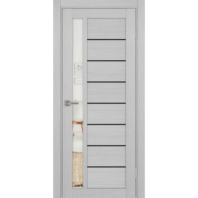 Межкомнатная дверь Турин 554.21 АПП молдинг SB, цвет дуб серый FL, заполнение Зеркало, размер 200*80 см.