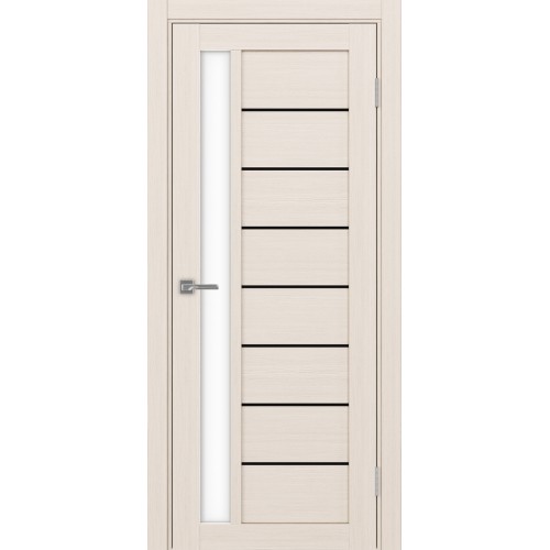 Турин 554АПП.21, цвет Ясень перламутровый молдинг алюм.чёрн стекло LACбелый, размер 80*200 см.