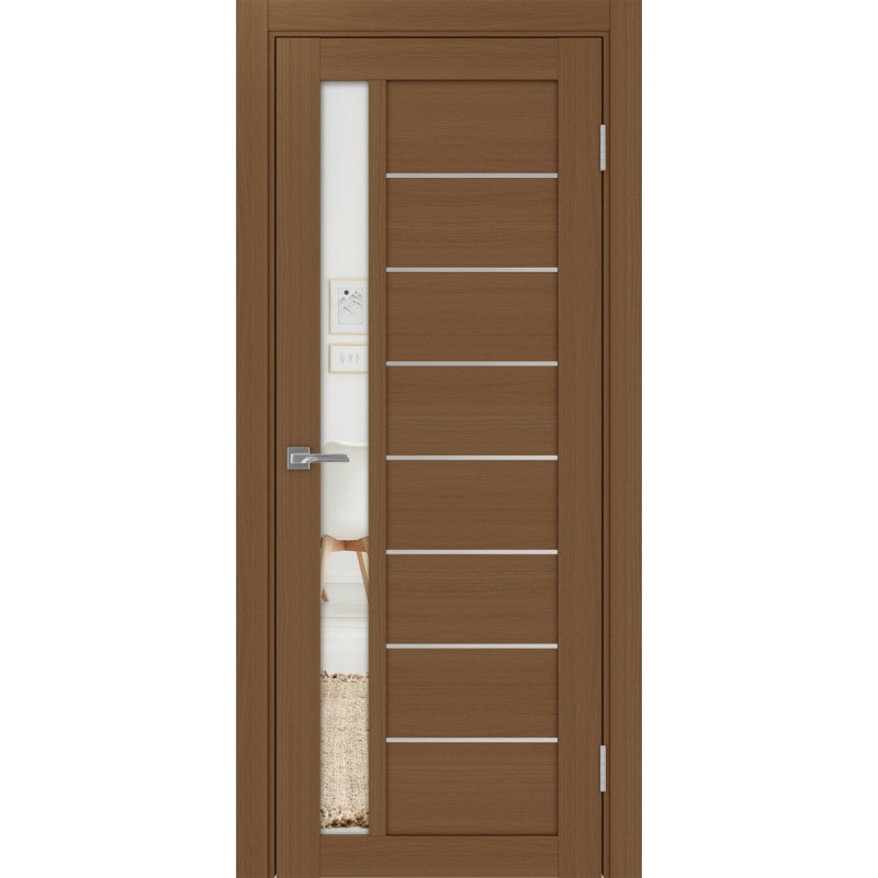 Межкомнатная дверь Турин 554.21 АПП молдинг SC, цвет орех NL, заполнение Зеркало, размер 200*80 см.