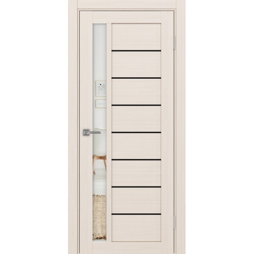 Турин 554АПП.21, цвет Ясень перламутровый молдинг алюм.хром стекло Зеркало, размер 80*200 см.