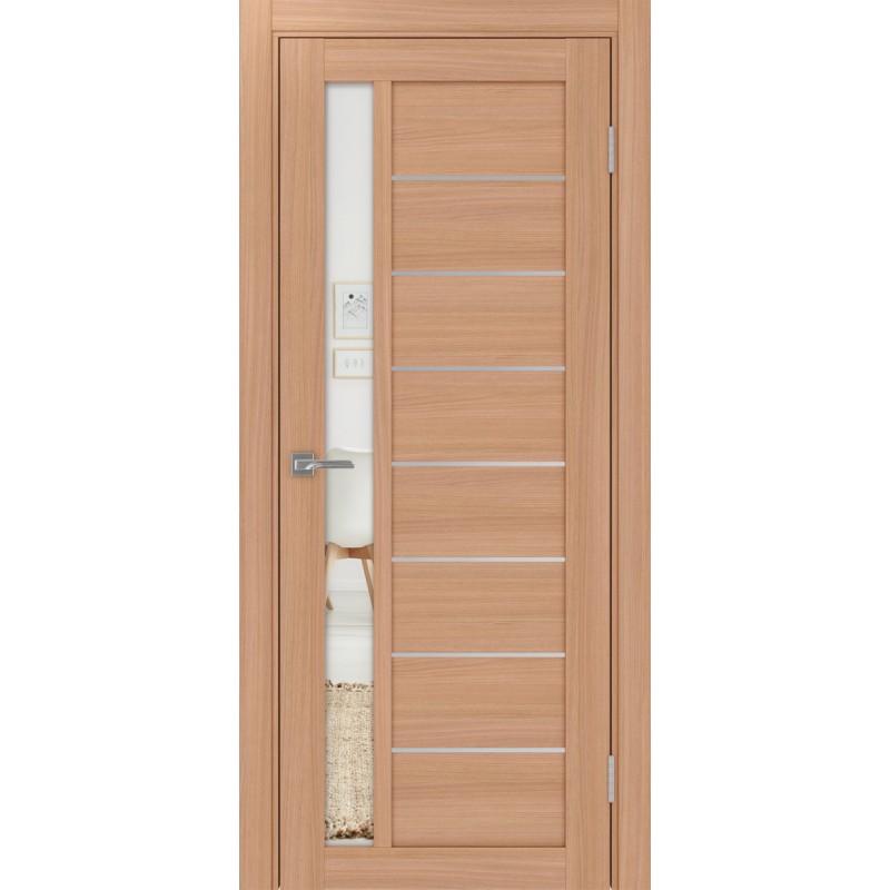 Межкомнатная дверь Турин 554.21 АПП молдинг SC, цвет ясень тёмный, заполнение Зеркало, размер 200*80 см.