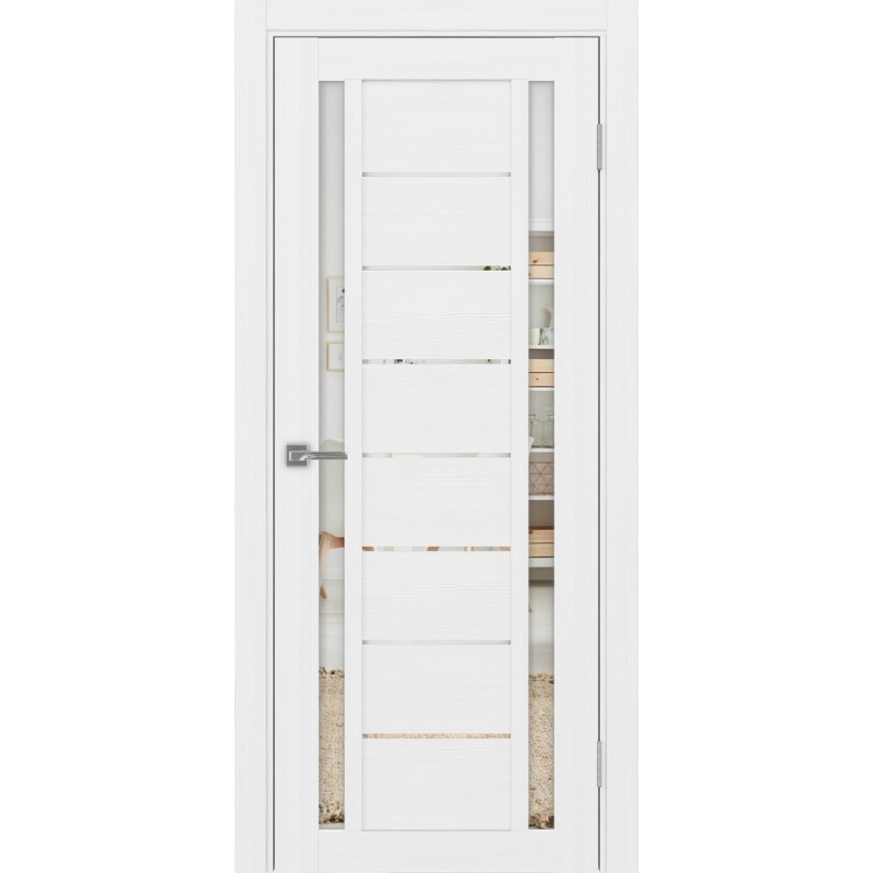 Межкомнатная дверь Турин 558.212, цвет Белый лёд стекло Зеркало, размер 80*200 см.