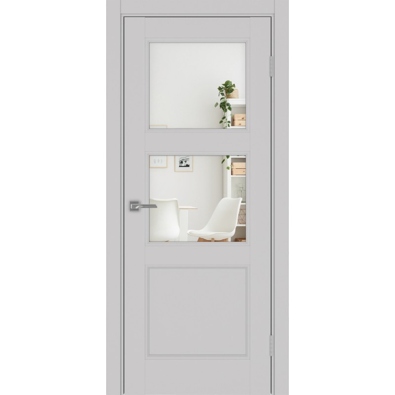 Межкомнатная дверь Турин Neo 530.221, цвет пепельный, заполнение Зеркало/Зеркало, размер 200*45 см.