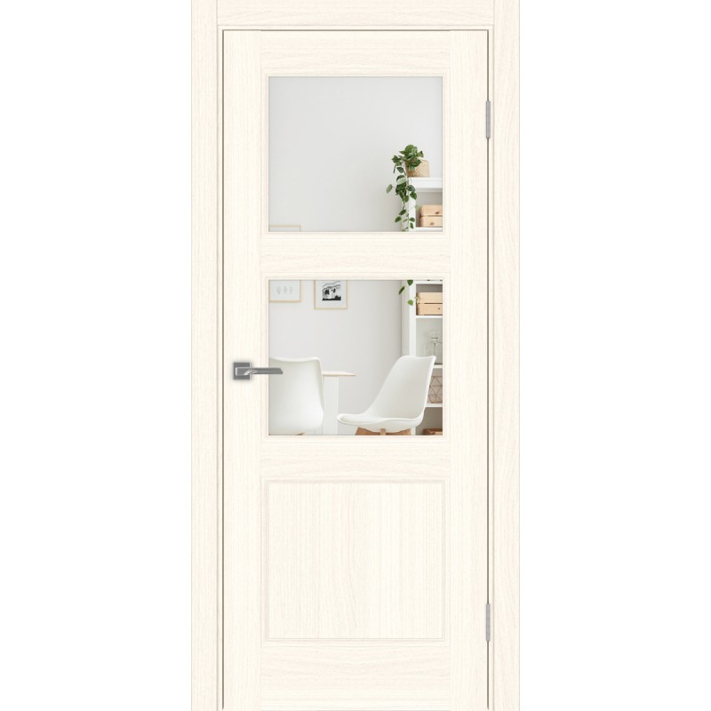 Межкомнатная дверь Турин Neo 530.221, цвет ясень светлый, заполнение Зеркало/Зеркало, размер 200*80 см.