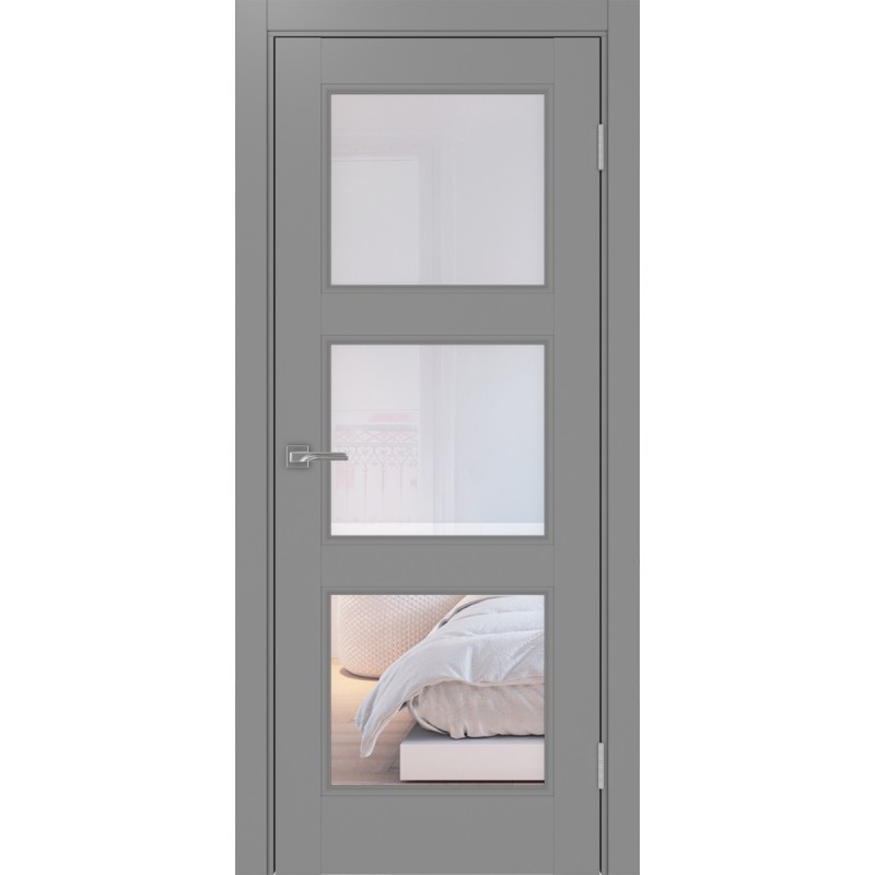 Межкомнатная дверь Турин Neo 530.222, цвет серый, заполнение Прозрачное, размер 200*80 см.