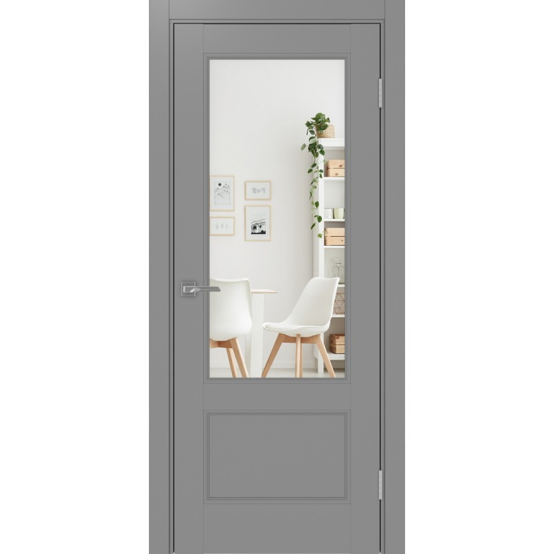 Межкомнатная дверь Турин Neo 540ПФ.21, цвет серый, заполнение Зеркало/Зеркало, размер 200*80 см.