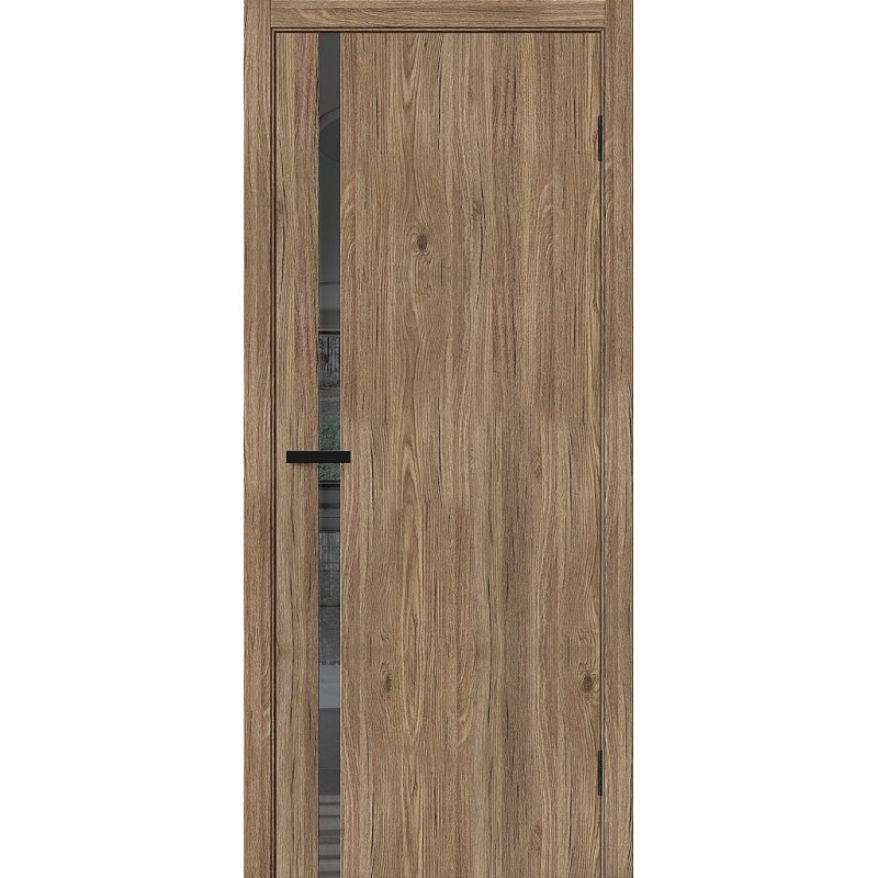 Межкомнатная дверь Браво-1.55 цвет Original Oak, стекло Mirox Grey, покрытие Эко-шпон, размер 200*80 см.