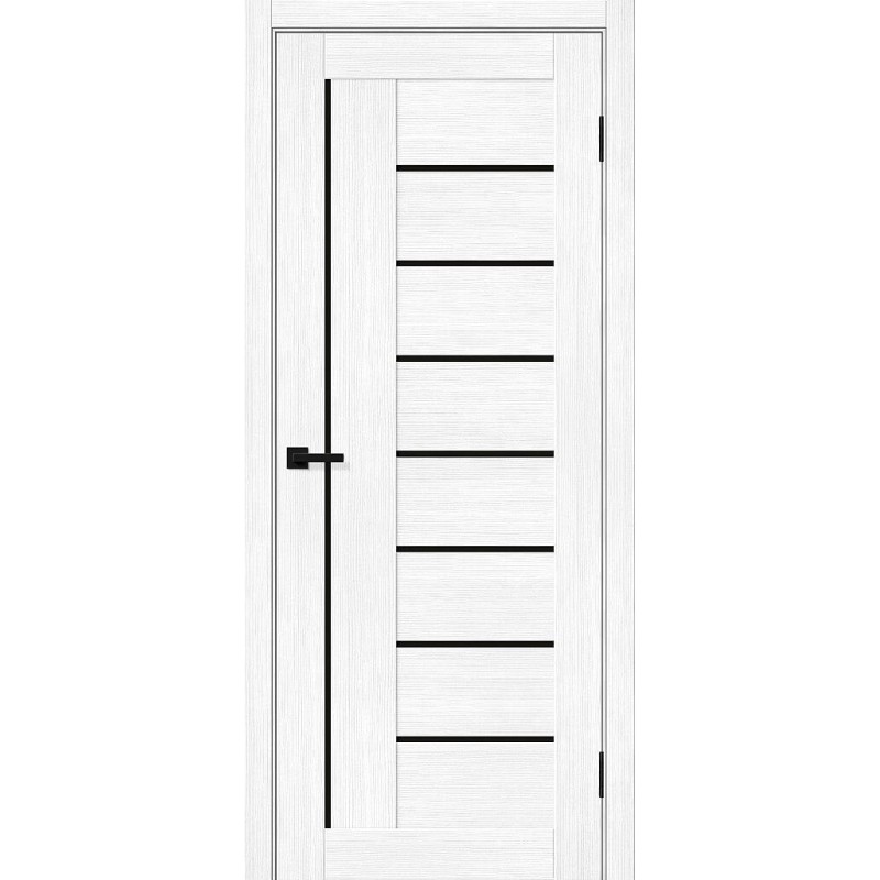 Межкомнатная дверь Браво-29 цвет Snow Melinga, стекло Black Shine, покрытие Эко-шпон, размер 200*80 см.