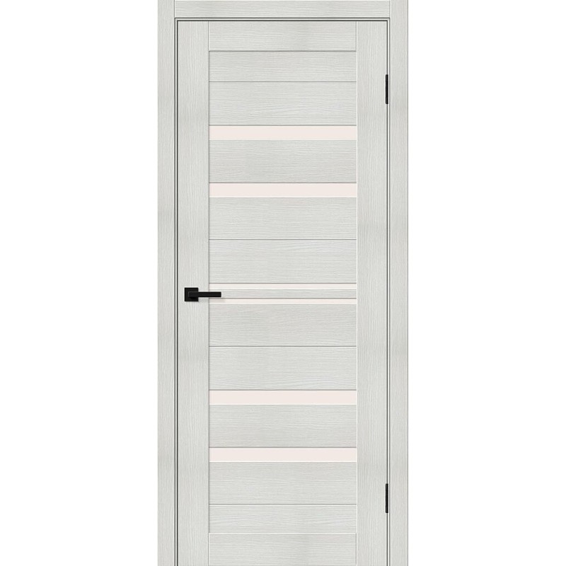 Межкомнатная дверь Браво-30 цвет Bianco Melinga, стекло Magic Fog, покрытие Эко-шпон, размер 200*80 см.