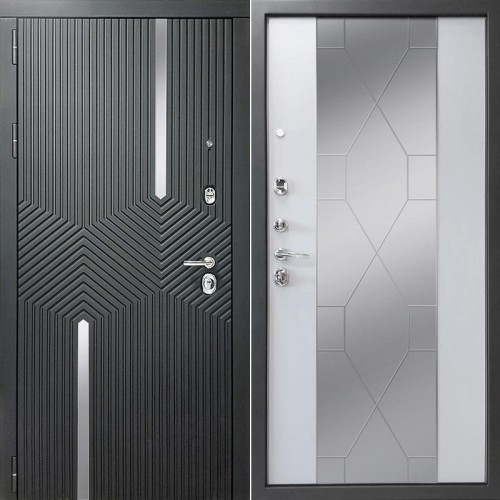 Астория зеркало Софт черный/Светло-серый (гладкий матовый) 205*86 левая