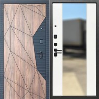 Милан зеркало Орех коньяк/Белый (гладкий матовый) 205*86 левая