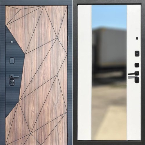 Милан зеркало Орех коньяк/Белый (гладкий матовый) 205*96 правая