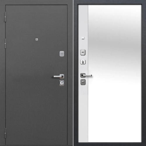 Металлическая 9 cм Зеркало Серебро / Эмалит белый 205*86 левая