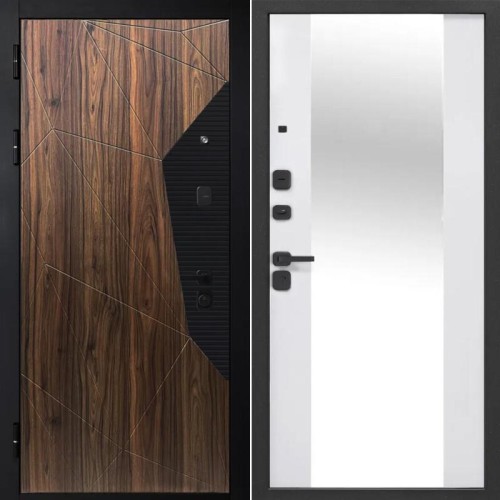 9 см Геометрия Зеркало Орех каньон / Эмалит белый 205*86 левая