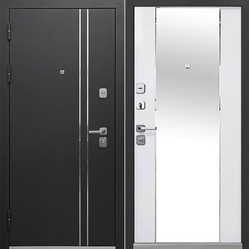 Металлическая Luxor Зеркало Букле черный / Эмалит белый 205*86 левая