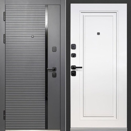 Металлическая Luxor 2МДФ Горизонталь Нео Сатин черный / Эмалит белый 205*86 левая