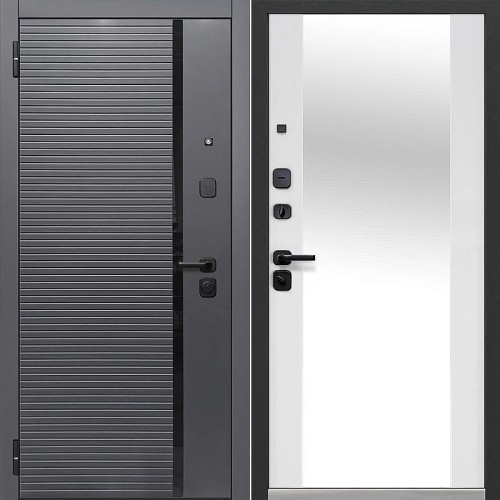 Металлическая Luxor 2МДФ Горизонталь Зеркало Сатин черный / Эмалит белый 205*86 левая