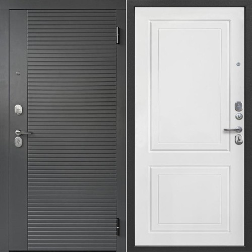 Металлическая Гарда 7 см 2 МДФ Линии Сатин графит / Эмалит Белый 205*96 правая