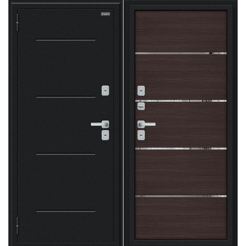 Металлическая Thermo Лайн/BChrome Букле черное/Wenge Melinga 205*86 левая