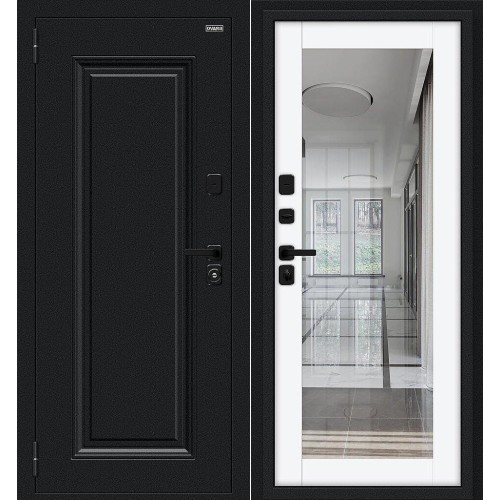 Thermo Флэш МФ/SBlack Декор-2 Букле черное/White Silk 205*86 левая