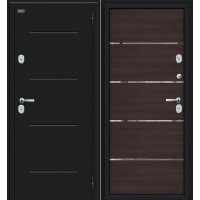 Металлическая входная дверь Thermo Лайн Букле черное/Wenge Veralinga